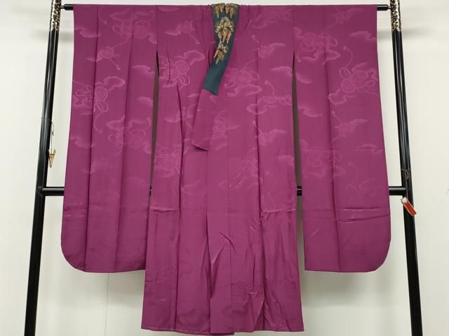 平和屋着物 振袖用長襦袢 無双仕立て 鏡裏花地紋 梅紫色 半衿刺繍 正絹 CAAZ2750ut