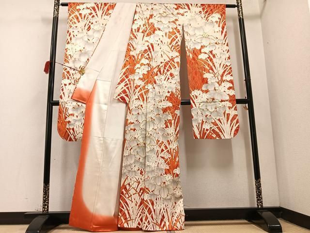 平和屋着物 豪華振袖 駒刺繍 草花文 金彩 正絹 AABC6878ph