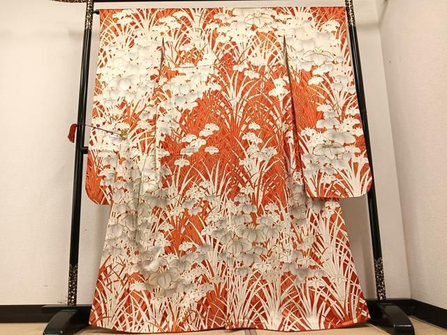 平和屋着物 豪華振袖 駒刺繍 草花文 金彩 正絹 AABC6878ph