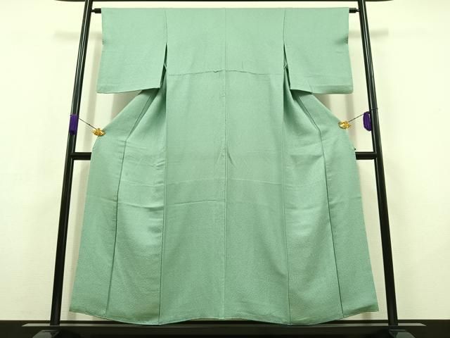 平和屋着物 上質な色無地 単衣 錆青磁色 正絹 AABC7500jh