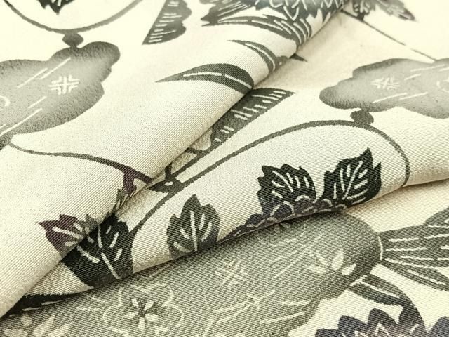 平和屋着物 上質な小紋 単衣 型染め 草花文 正絹 AABC7503jh
