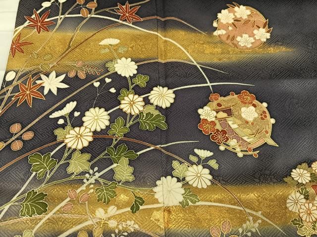 平和屋着物●訪問着　駒刺繍　草花文　暈し染め　金彩　ますいわ屋扱い　正絹　逸品　AABC8004ph 平和屋着物○訪問着 駒刺繍 草花文 暈し染め 金彩 ますいわ屋扱い 正絹