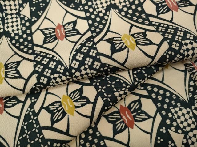 平和屋着物 上質な小紋 型染め 菱吉祥花文 正絹 CAAZ2772ut