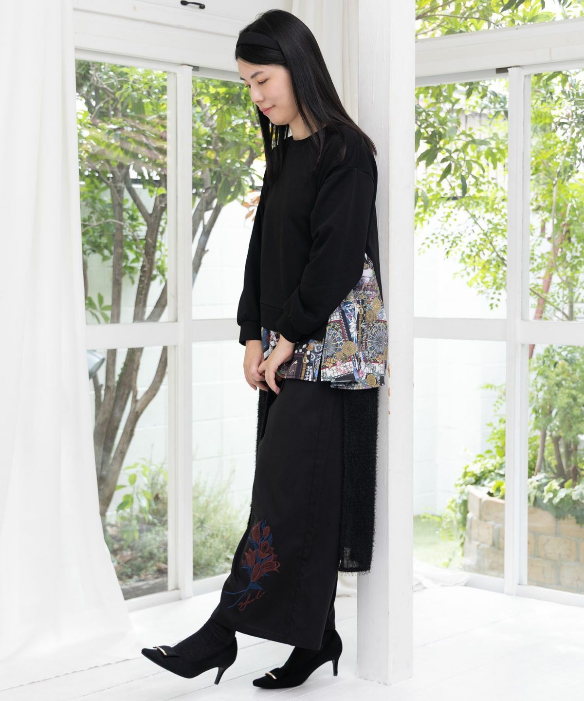 isScoLar イズス 553244 異素材ミックス裏毛アシメプルオーバー