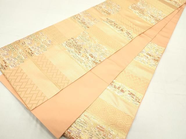 平和屋着物●西陣　川島織物　六通柄　本袋帯　唐織　吉祥花間道　金糸　正絹　逸品　DAAY0224ob 平和屋着物○西陣 川島織物 六通柄 本袋帯 唐織 吉祥花間道 金糸 正絹