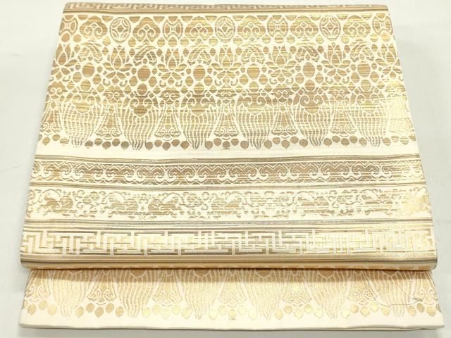 平和屋着物●龍村晋謹製　全通柄袋帯　名物裂　金糸　正絹　逸品　DAAY0241ob 平和屋着物○龍村晋謹製 全通柄袋帯 名物裂 金糸 正絹 逸品 DAAY0241ob