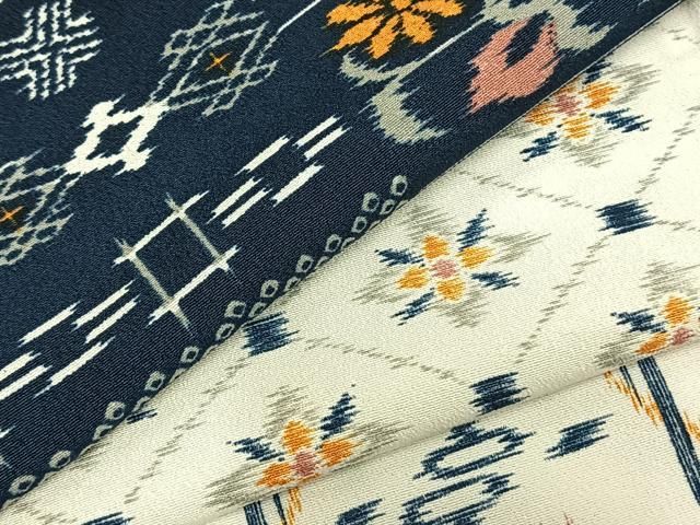 平和屋着物 小紋 単衣 横段文 洗える着物 AABC3864fy