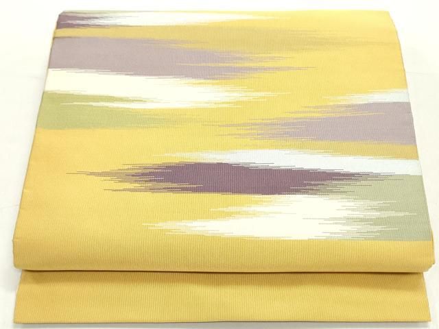 平和屋着物●爪掻き本綴れ　八寸名古屋帯　霞文　支子色　正絹　逸品　DAAY0263ob 平和屋着物○爪掻き本綴れ 八寸名古屋帯 霞文 支子