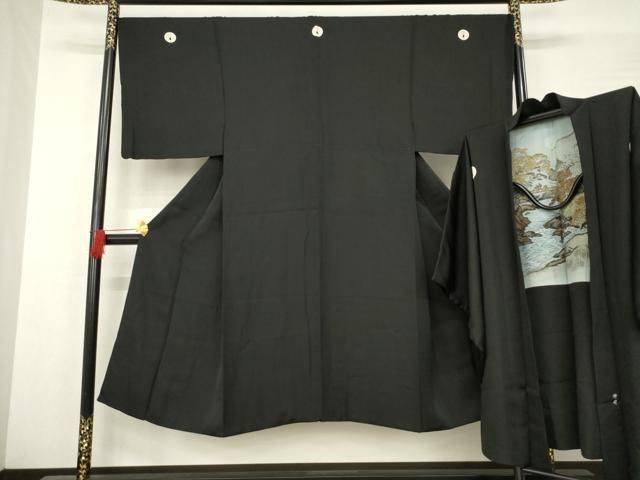平和屋着物 男性 黒紋付 羽織セット 正絹 AABC6157ck