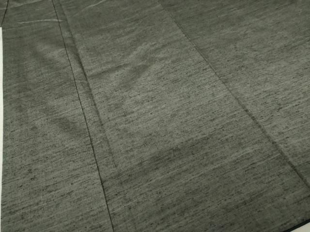 平和屋着物男性 長井紬 アンサンブル 草木染 色無地 消炭色 証紙付き