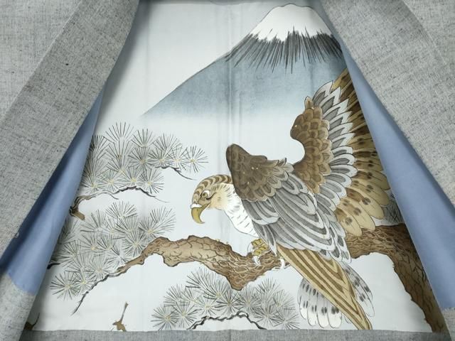 平和屋着物○男性 紬 アンサンブル 色無地 桔梗鼠色 正絹 逸品