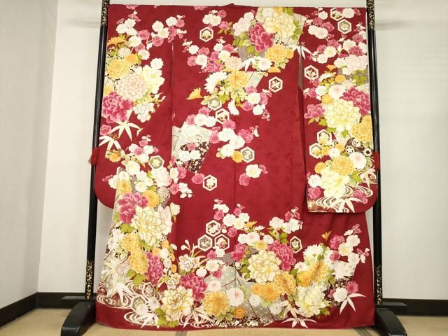 平和屋着物 豪華振袖 刺繍 吉祥花文 正絹 AABC8101ck