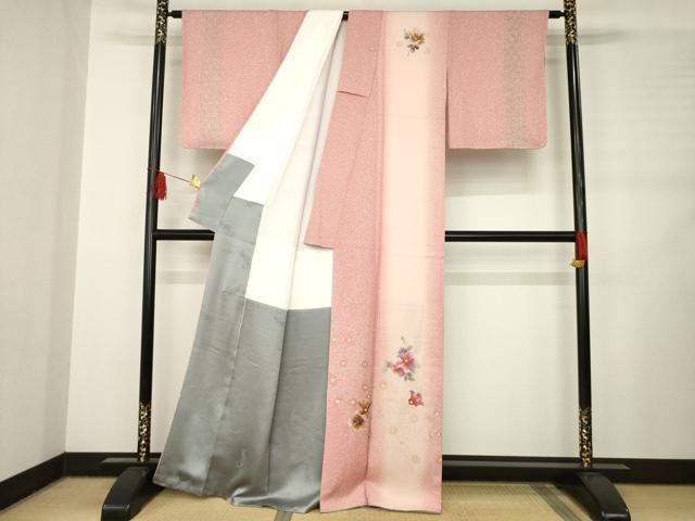 平和屋着物○世界的友禅作家 千地泰弘 訪問着 刺繍 舞花文 暈し染め
