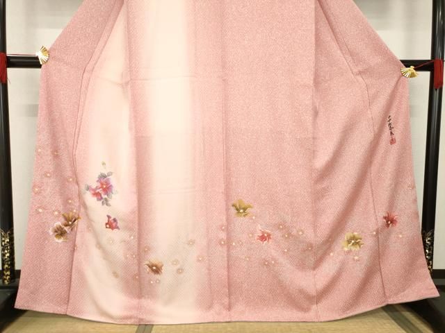 平和屋着物○世界的友禅作家 千地泰弘 訪問着 刺繍 舞花文 暈し染め