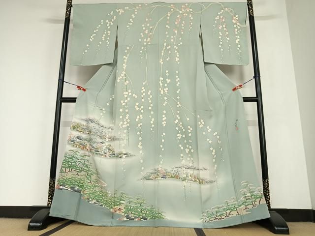 平和屋着物 本加賀友禅作家 東藤岳 訪問着 風景草花文 正絹 AABC4912zg