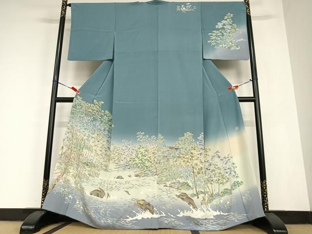 平和屋着物 訪問着 友禅 作家物 風景文 暈し染め 正絹 zg