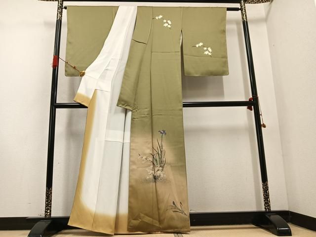 平和屋着物 訪問着 草花文 暈し染め 金彩 正絹 AABC9650ph