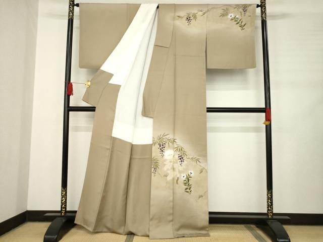 平和屋着物 訪問着 手描き 草花文 正絹 AABC9258ck