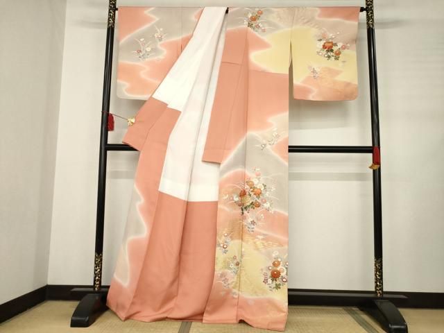 平和屋着物 創業460年 千總 訪問着 駒刺繍 草花文 暈し染め 金彩 正絹 AABC9259ck