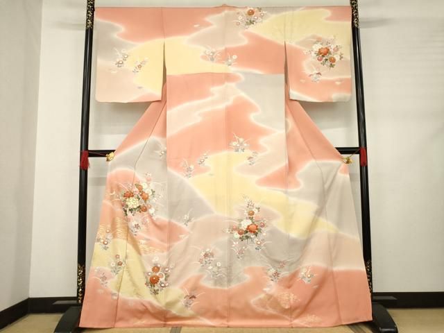 平和屋着物 創業460年 千總 訪問着 駒刺繍 草花文 暈し染め 金彩 正絹 AABC9259ck