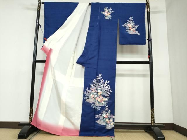 平和屋着物 訪問着 友禅 紬地 草花籬文 正絹 DAAY5671ud