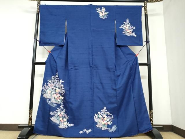 平和屋着物 訪問着 友禅 紬地 草花籬文 正絹 DAAY5671ud