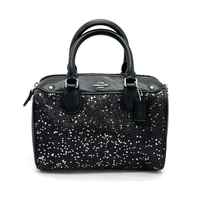 COACH コーチ ロゴ ラメ 2way レザー ハンド ショルダー バッグ eY1021A