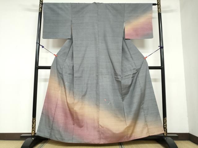 平和屋着物 訪問着 紬地 総刺繍 敷松葉文 正絹 DAAY5698ud