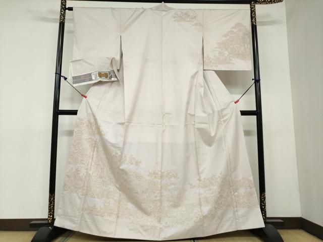 平和屋着物 中国三大刺繍 スワトウ刺繍 総刺繍 訪問着 本場大島紬 80亀甲 白大島 草花文 証紙付き 正絹 DAAY5699ud