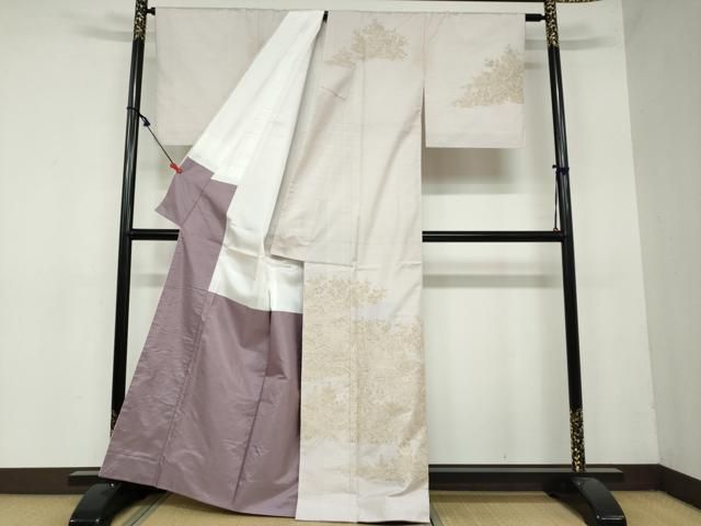 平和屋着物 中国三大刺繍 スワトウ刺繍 総刺繍 訪問着 本場大島紬 80亀甲 白大島 草花文 証紙付き 正絹 DAAY5699ud