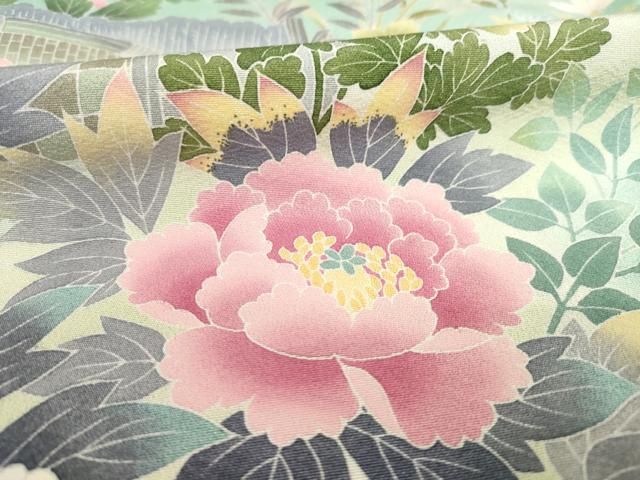 平和屋着物●十日町友禅作家　阿部佳雪　訪問着　流水風景花文　正絹　逸品　AABC9272ck 平和屋着物○十日町友禅作家 阿部佳雪 訪問着 流水風景花文