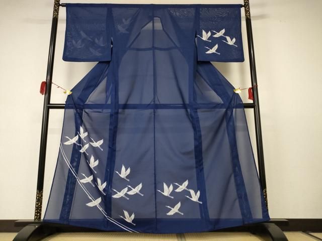 平和屋着物 夏物 訪問着 絽 飛鶴文 洗える着物 AABC9842jd