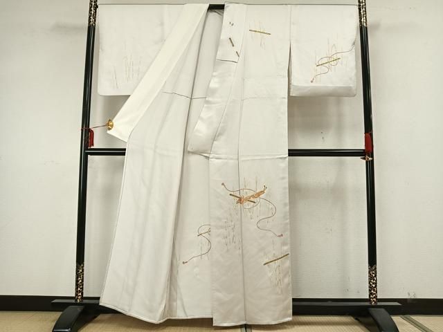 平和屋着物 訪問着 単衣 駒刺繍 楽器花文 金彩 正絹 AAAZ9544fy