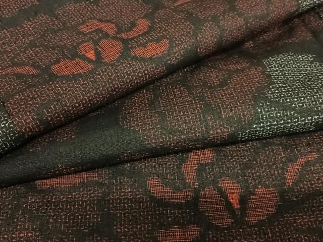 平和屋着物 本場結城紬 重要無形文化財 80亀甲 舞花文 正絹 AABA0246zg