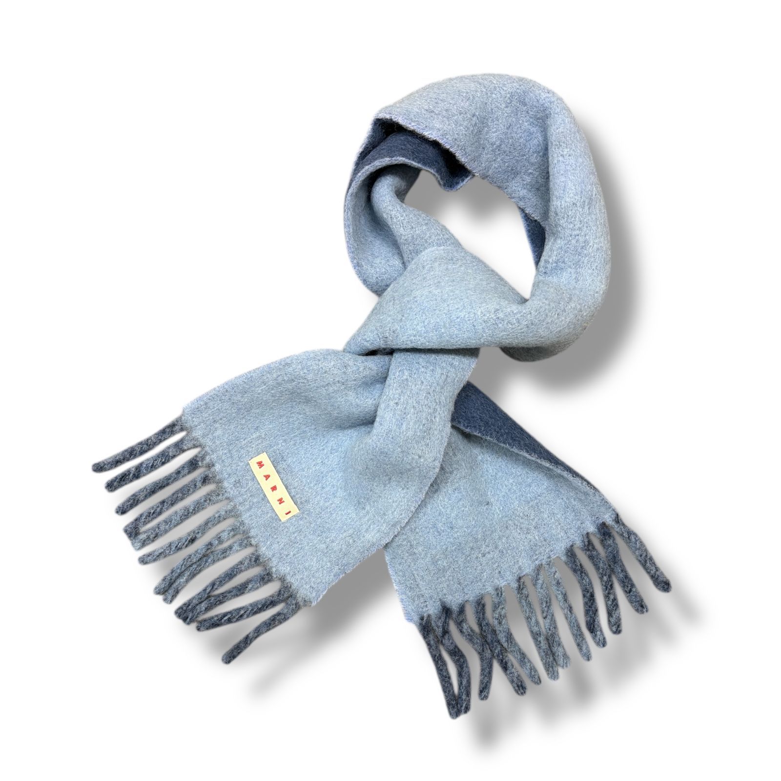 参考上代69300円 MARNI 23AW ロゴ モヘヤマフラー マルニ SCZC0066Y0UAW033 ブルー系 O S 92866A04