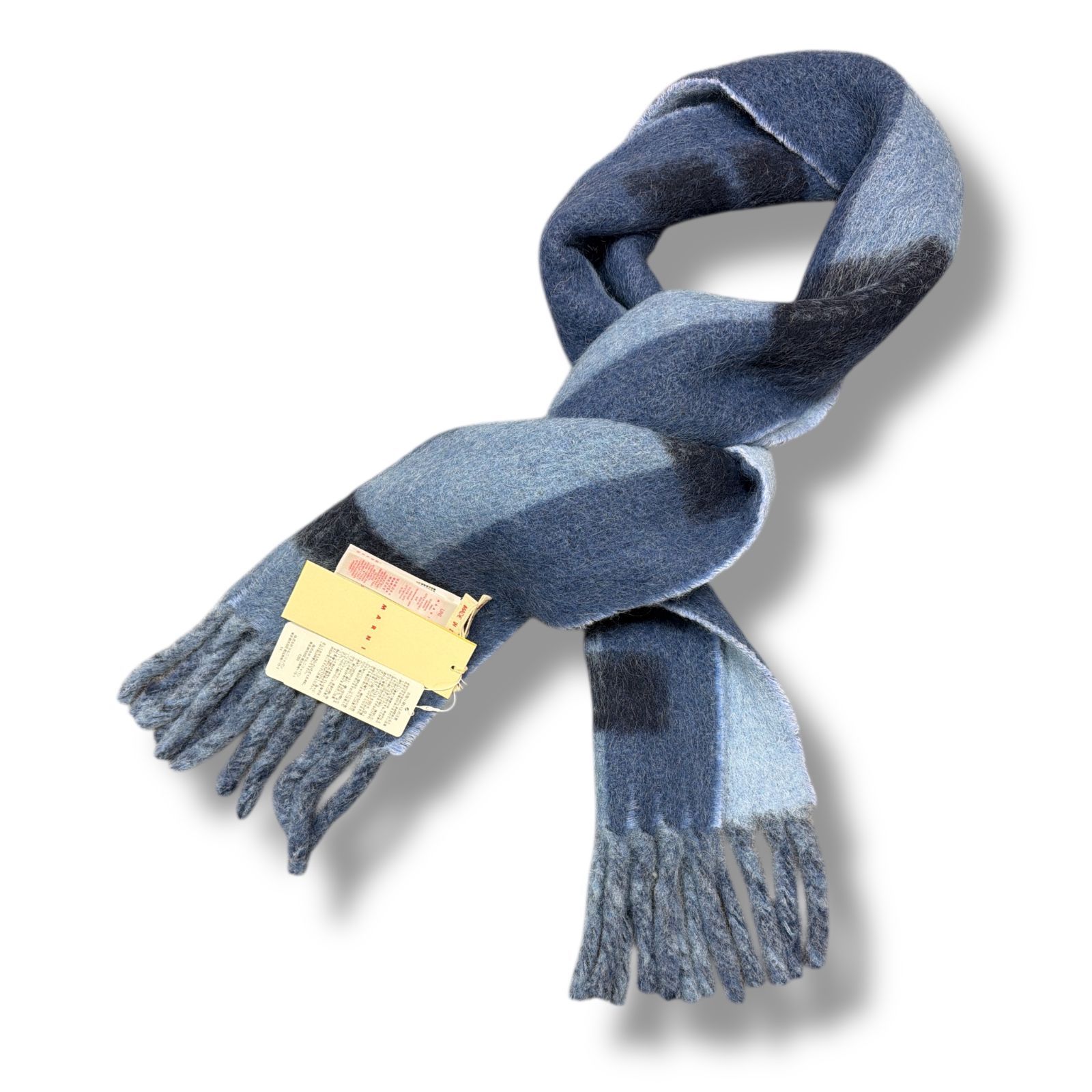 参考上代69300円 MARNI 23 AW ロゴ モヘヤマフラー マルニ ブルー系 O S