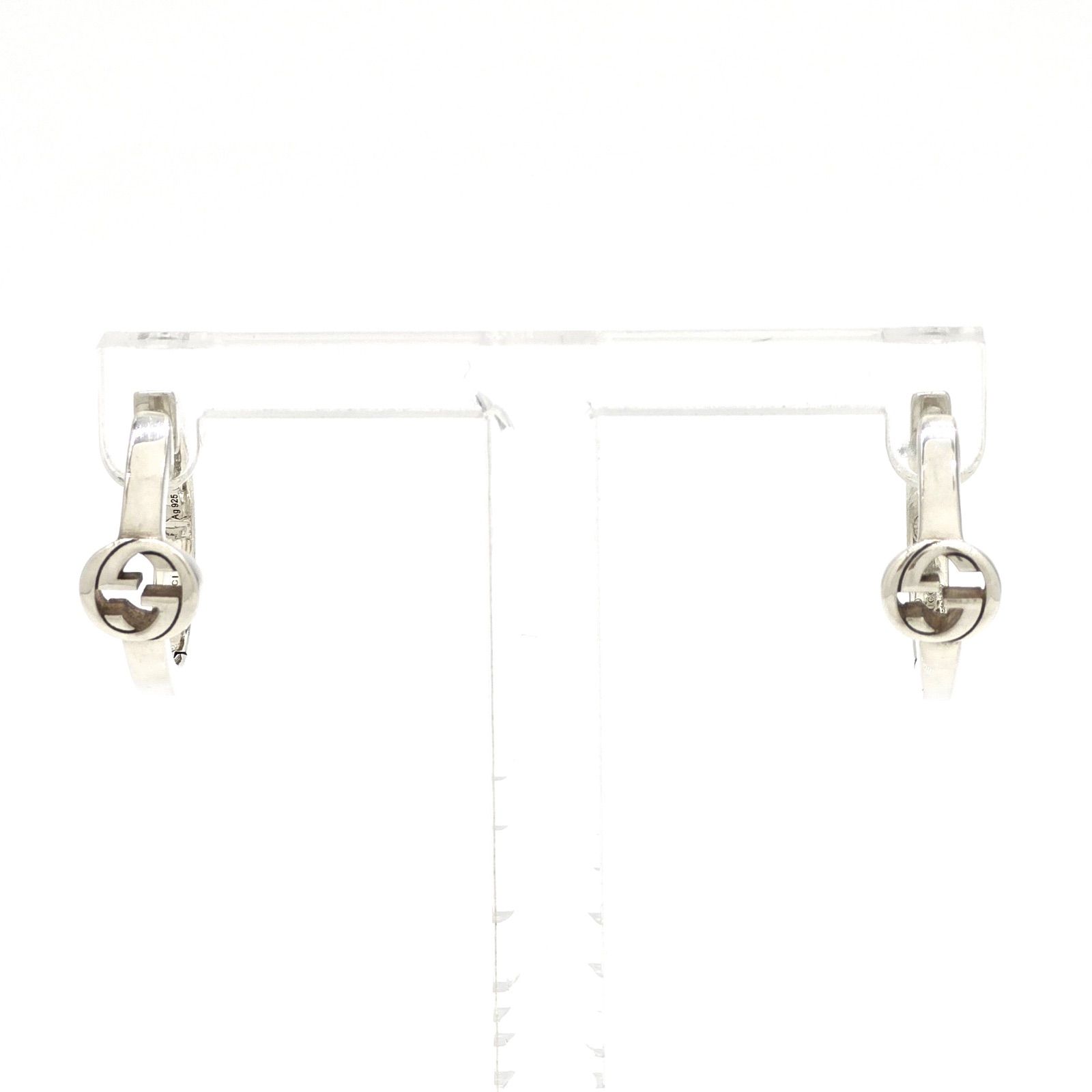 GUCCI グッチ ‎796323 インターロッキング フープ ピアス 両耳 スターリングシルバー SV925 箱 保存袋 冊子 イタリア製 男女兼用