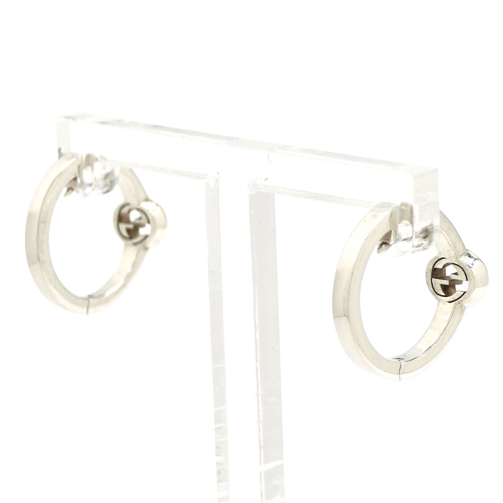 GUCCI グッチ ‎796323 インターロッキング フープ ピアス 両耳 スターリングシルバー SV925 箱 保存袋 冊子 イタリア製 男女兼用 FORTGASGNV_COM_BR