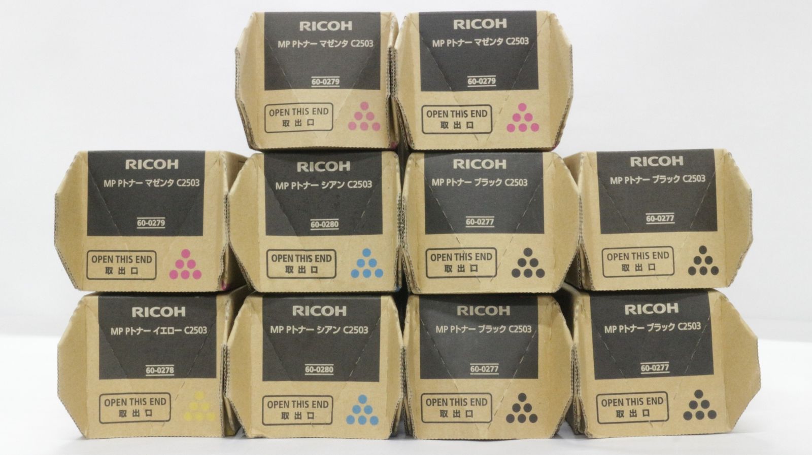 RICOH トナー C 2503 10本 シアン マゼンタ イエロー ブラック リコー D F 09 byebye