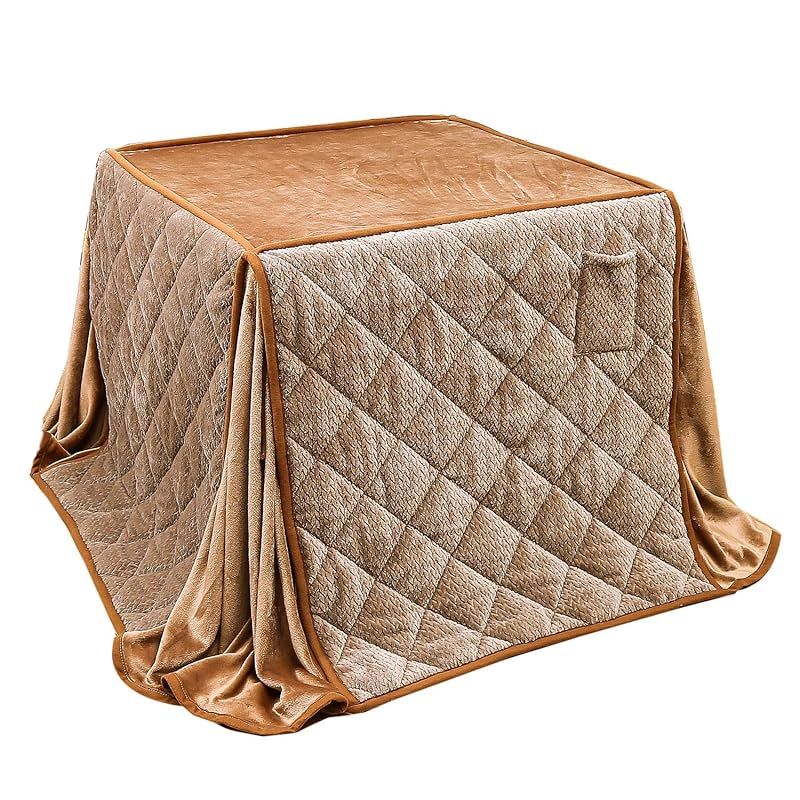 JEMAジェマ ハイタイプ テーブル ダイニング 省スペース こたつ布団 こたつ掛け布団 掛け布団単品 吸湿発熱 ふわふわ感触フランネル生地 約240x240cm 正方形 洗える ベージュ ケーブル模様