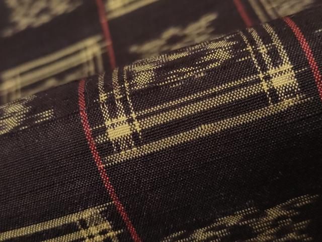 平和屋着物□上質な紬 市松花文 正絹 逸品 AABB8712st 平和屋着物