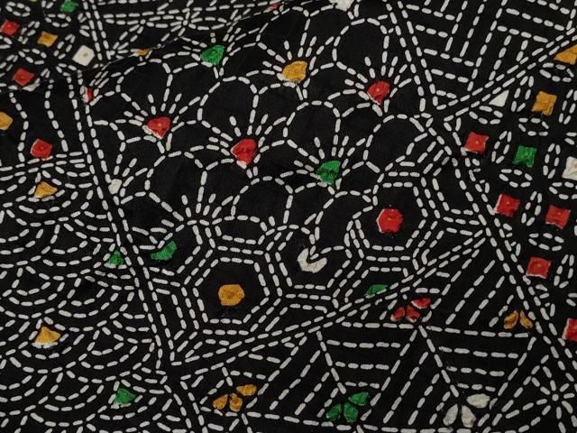 平和屋着物○上質な小紋 絞り 変わり間道 黒地 正絹 逸品 DAAV1443tw 平和