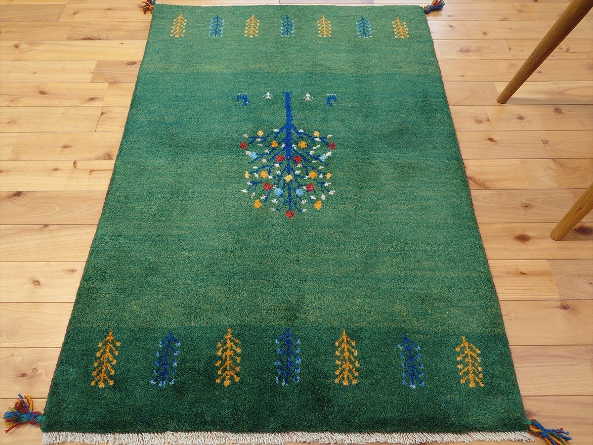 ペルシャ ギャッベ マット大 ラグ 120x84cm 緑色 ザクロの木 ヤギ 生命の木 RJ16102 MARWIL-DEMENAGEMENTS_CH