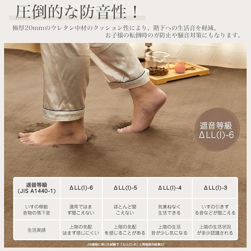 VK Ingeroom カーペット ラグ 厚25mm 約3畳 厚手 ラグマット 防音 滑り止め付 抗菌 防臭 防ダニ 低ホルム ふわっと手触り高反発 床暖房ホットカーペット対応 冬用 北欧 おしゃれ こたつ敷きマット 200×250cm カーキブラウン MARWIL-DEMENAGEMENTS_CH