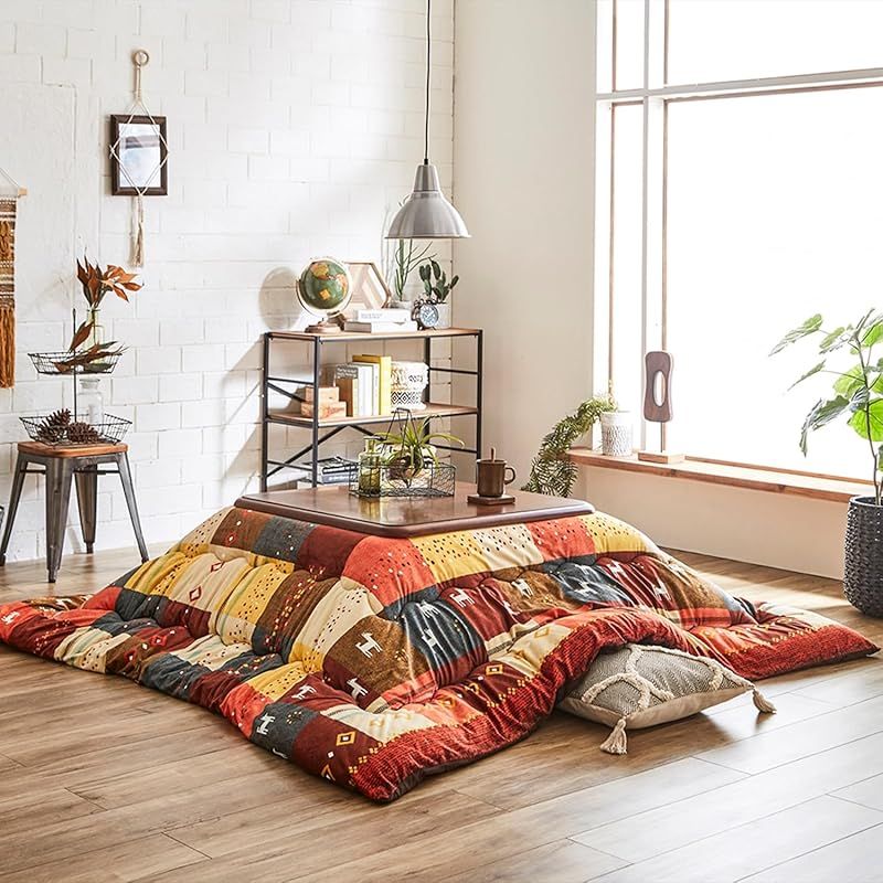 イケヒコ こたつ掛けふとん 大判長方形 シンシア 約205×315 レッド 洗える 5193579