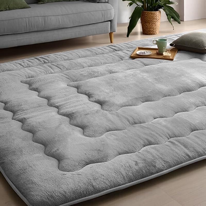 JEMAジェマ こたつ敷き布団 こたつマット こたつ敷き ラグ ラグマット カーペット 厚 厚手 ホットカーペット対応 蓄熱 断熱 長方形 3畳 すべり止め 暖かい ウォーム 冬用 北欧 無地 滑り止め付き ふわふわ リビング グレー 185x235cm