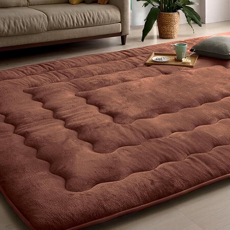 JEMAジェマ こたつ敷き布団 こたつマット こたつ敷き ラグ ラグマット カーペット 厚 厚手 ホットカーペット対応 蓄熱 断熱 長方形 3畳 すべり止め 暖かい ウォーム 冬用 北欧 無地 滑り止め付き ふわふわ リビング 約185x235cm ブラウン