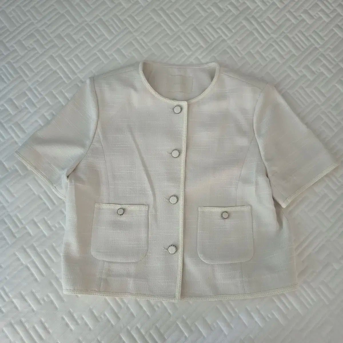 フロントロウ ツイード 半袖 ジャケット アイボリー スモール