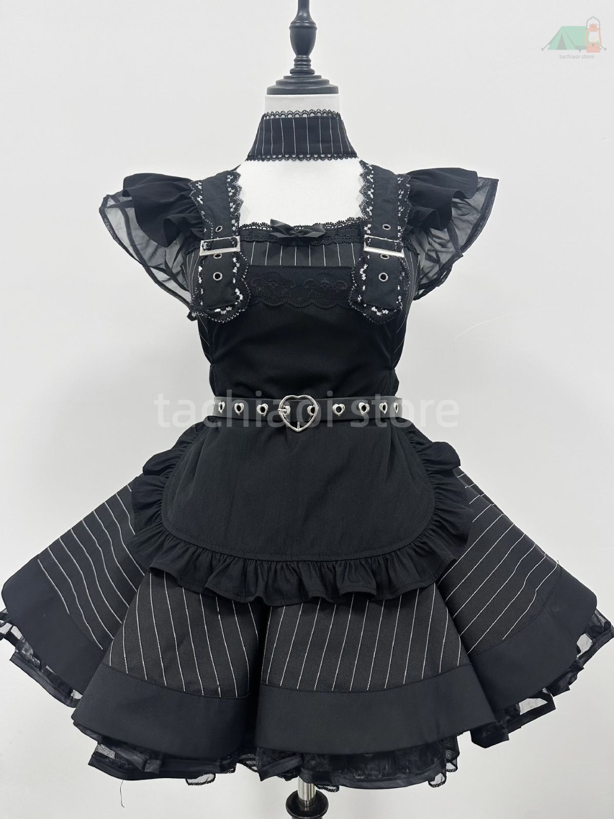 新品未使用】レトロ アジア風 ゴスロリ メイドドレス コスプレ 衣装 おしゃれ ダーク 可愛い ソフトガール