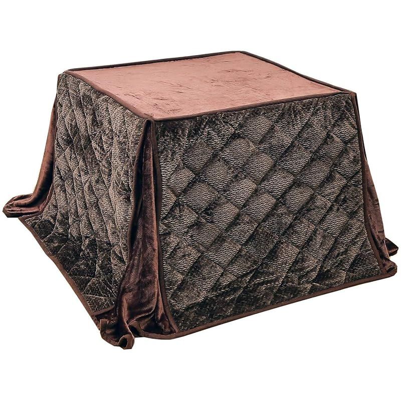 JEMAジェマ ハイタイプ テーブル ダイニング 省スペース こたつ布団 こたつ掛け布団 掛け布団単品 吸湿発熱 ふわふわ感触フランネル生地 約240x265ｃｍ 長方形 洗える ケーブル ブラウン